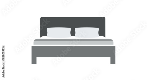 Stylized bed illustration in a modern design for furniture and interior decor concepts