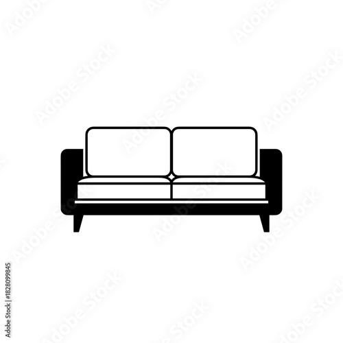 Stylized outline illustration of a modern sofa for furniture and interior design concepts