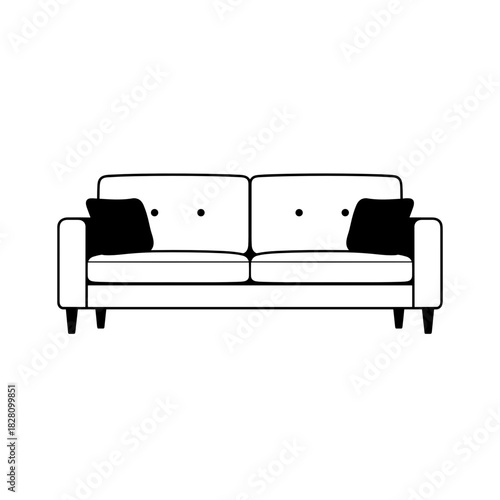 Minimalist outline illustration of a stylish sofa for furniture and interior design concepts