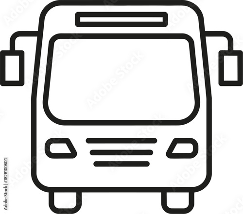 A front view illustration of a bus with its headlights on.