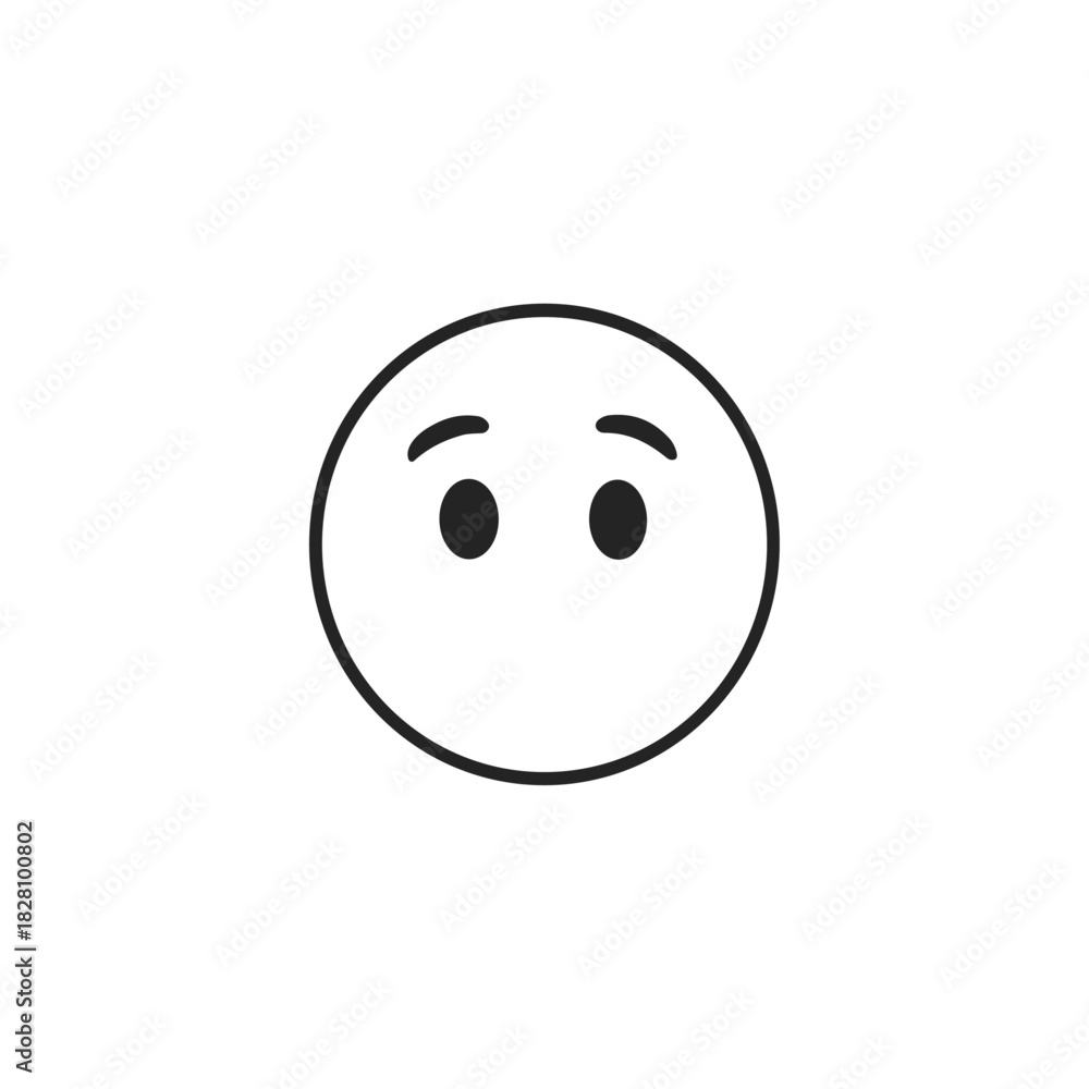 Fototapeta premium Shy, Faceless emoji icon logo flat vector design