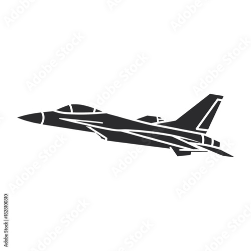 Fighting jett, Fighter plane icon logo flat vector design
