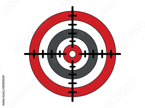 A close-up of a shooting target with crosshairs overlaid on the center.
