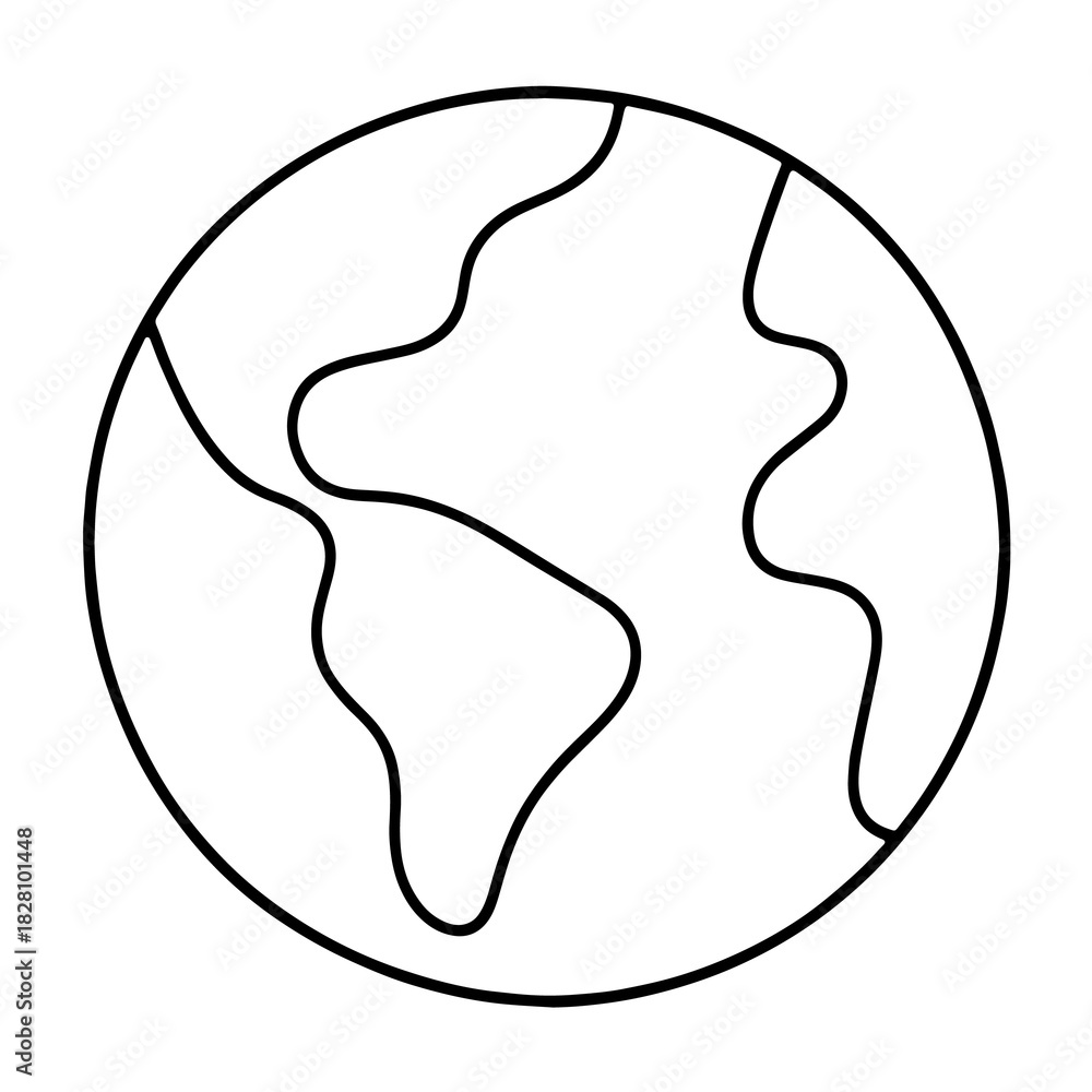 Obraz premium PNG Minimalist earth line drawing