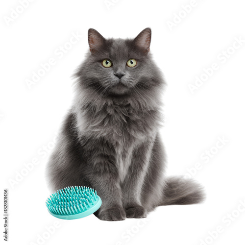 Silicone cat grooming brush. Isolated white background. Png format