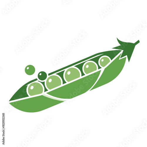 Pea pod illustration in a vibrant style for fresh produce and culinary design
