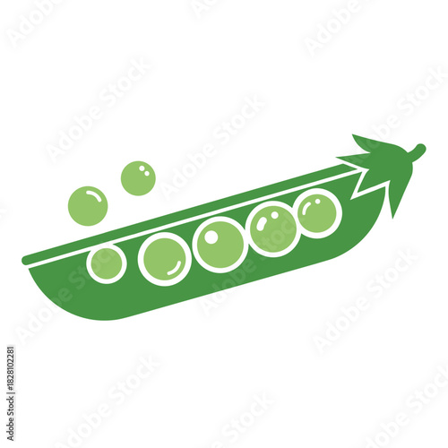 Pea pod illustration in a vibrant style for fresh produce and culinary design