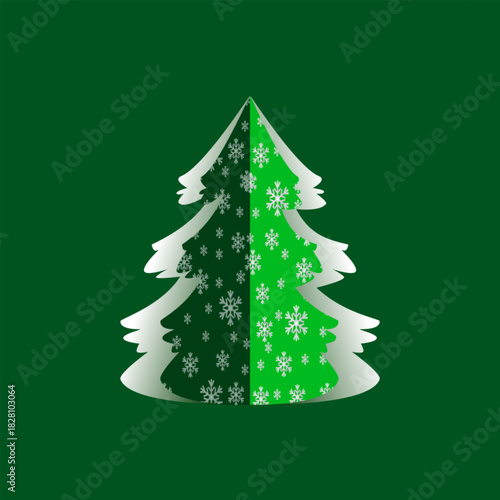 Vector Paper Christmas Trees with snowflakes