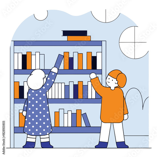 Kids at the School Library