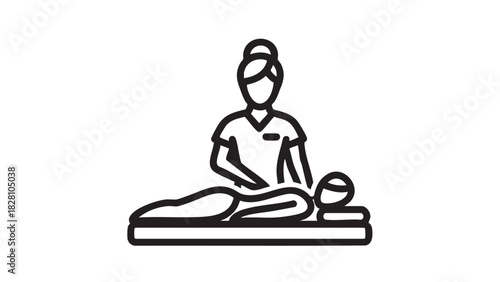 Illustration of a person receiving a therapeutic massage from a practitioner in a medical setting