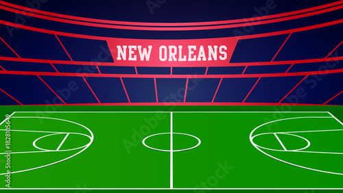 New Orleans Basketball City Name and Ground Field with Colorful Background , Vector Illustration Abstract image