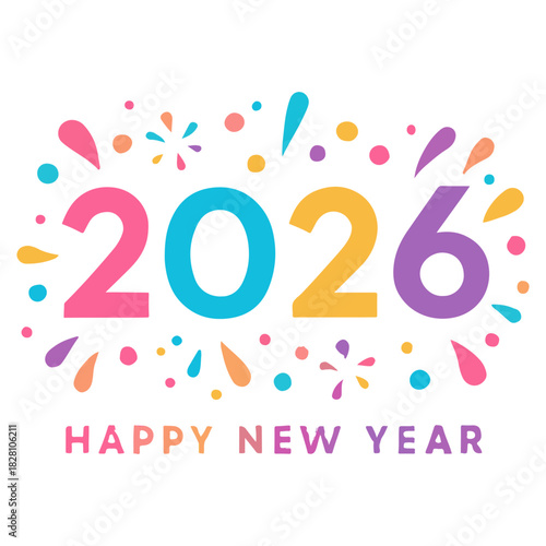 2026 happy new year confetti celebration vector