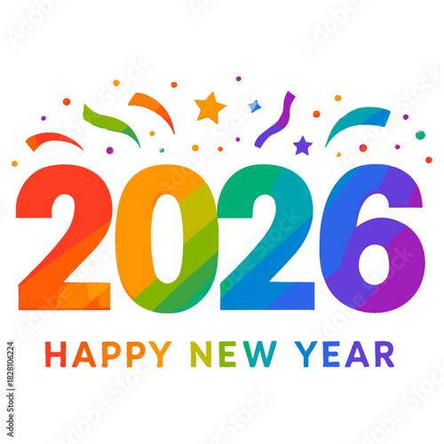 2026 happy new year confetti celebration vector