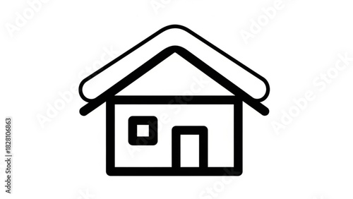 Simple house icon for real estate, construction, or home services advertising, ideal for websites, apps, or print materials needing a clean, modern design