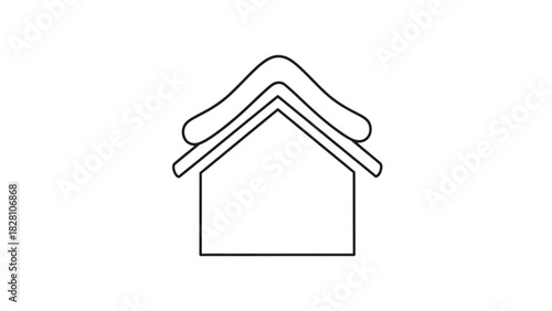 Modern home outline drawing, perfect for real estate marketing, construction company branding, or minimalist design projects with a clean, simple aesthetic