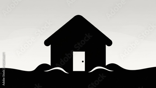 Stylized house symbol with simple door detail for real estate, home ownership, and construction themes, ideal for logos and minimalist designs