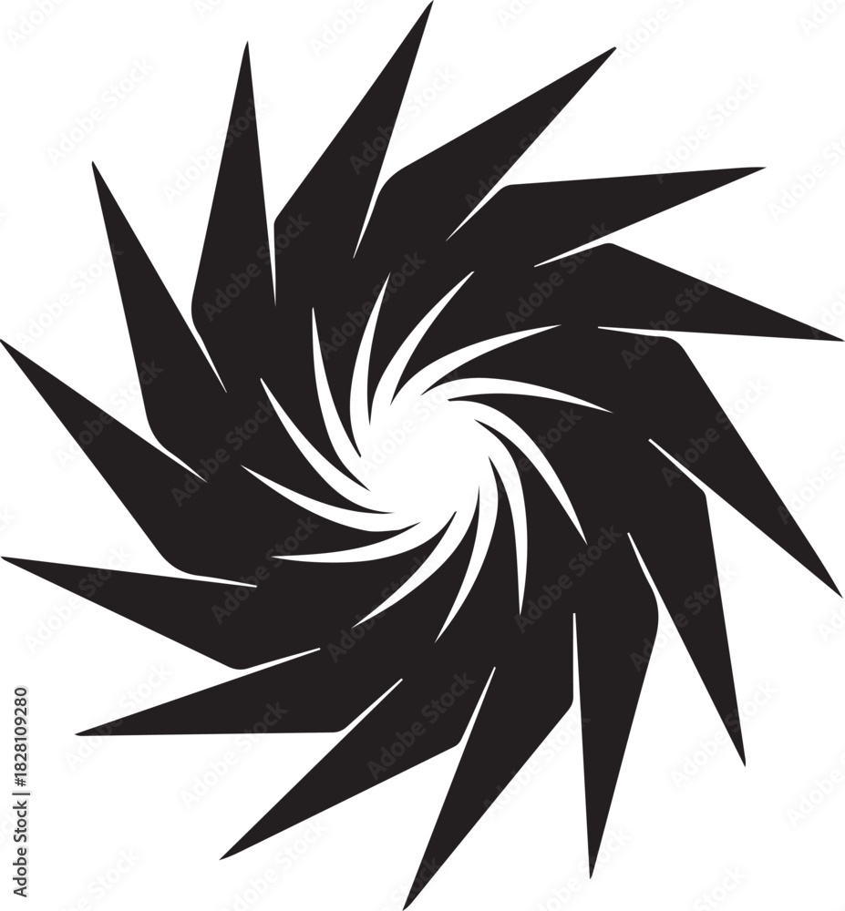 Fototapeta premium Red Sharp-Edged Swirling Star Abstract Logo