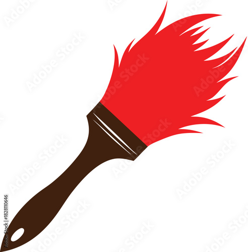 vecctor art of paintbrush with red paint on isolated background