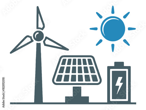 Renewable energy sources like wind, solar, and battery storage are key to a sustainable future.