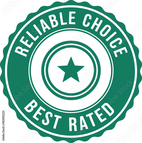 Reliable choice best rated green star quality emblem icon design