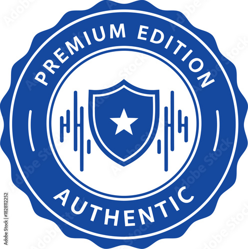 Premium edition authentic product quality badge seal icon design