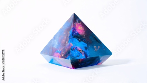 Abstract pyramid with colorful interior on white background