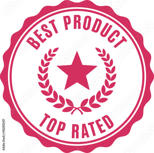 Best product top rated award seal with star and laurel design.