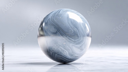 Abstract swirl pattern in a spherical shape with reflective surface