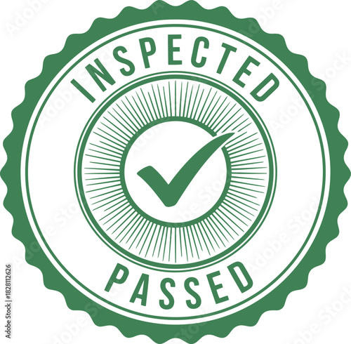 Inspected passed quality control checkmark stamp icon approved