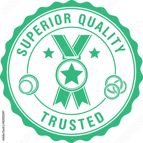 Superior quality trusted medal stamp green badge seal icon graphic