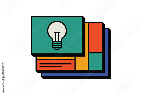 A light bulb icon is displayed on a teal square, symbolizing a new idea or concept.