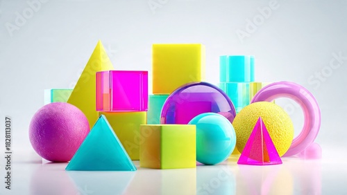 Colorful geometric shapes composition for design and education purposes