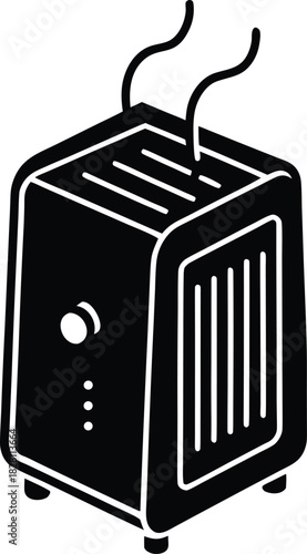 Minimalist portable heater releasing warm gentle steam Vector illustration