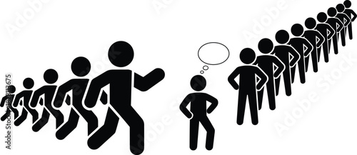 Choosing your own path versus following the crowd icon set