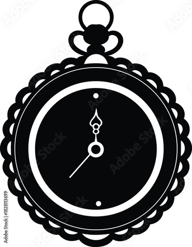 Pocket watch with elegant frame in classic timekeeping theme Vector illustration