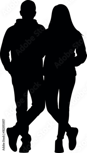 Full length silhouette of a young couple standing casually together
