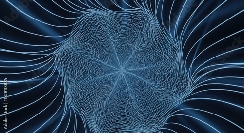 Abstract blue digital lines forming futuristic tunnel background