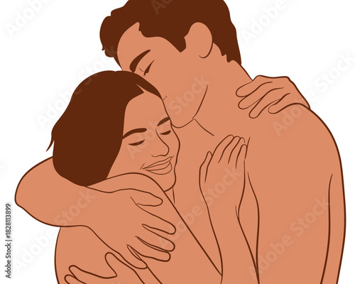 A loving couple embraces in an intimate moment, expressing deep affection and connection.