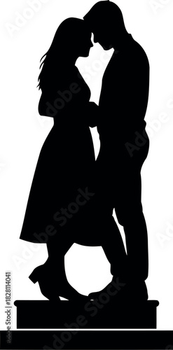 Romantic couple silhouette vector symbolizing love and intimacy