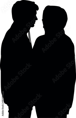Two people silhouette facing each other, implying connection