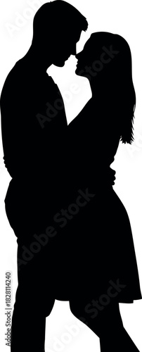 Silhouetted couple embracing, displaying love and deep connection