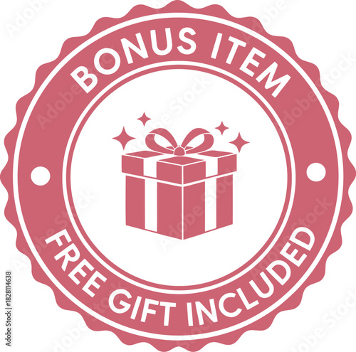 Bonus item free gift included red marketing badge icon vector