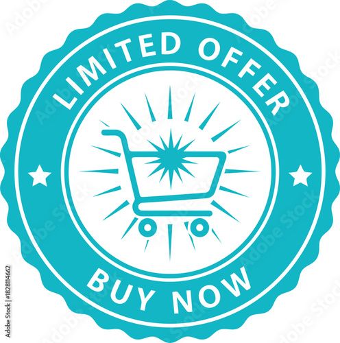 Limited offer buy now shopping cart promotion badge vector icon