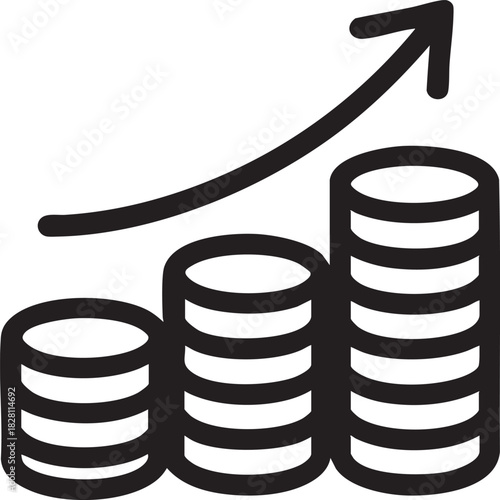 a visual representation of financial growth showcasing stacked coins and a rising arrow indicating positive investment returns and increasing wealth high quality professional detailed modern elegant