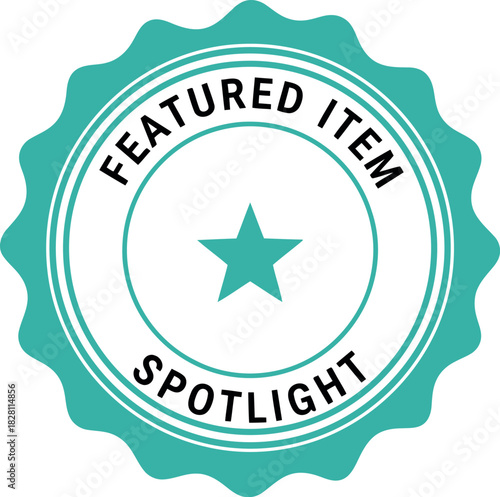 Featured item spotlight label badge, star symbol, best product