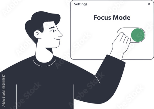 A person activates focus mode on a digital device to improve concentration and productivity.