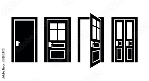 A variety of doors, some closed and some open, representing different architectural styles and choices.