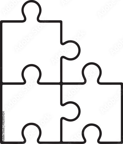 Four Interlocking Puzzle Pieces Forming A Corner On A White Background Keywords: puzzle, jigsaw, pieces, interlocking, connection, solution, problem, challenge, strategy, on transparent background