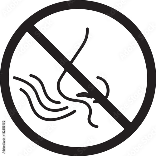 No Smell Symbol With Wavy Lines Inside A Circle With Slash odor scent on transparent background