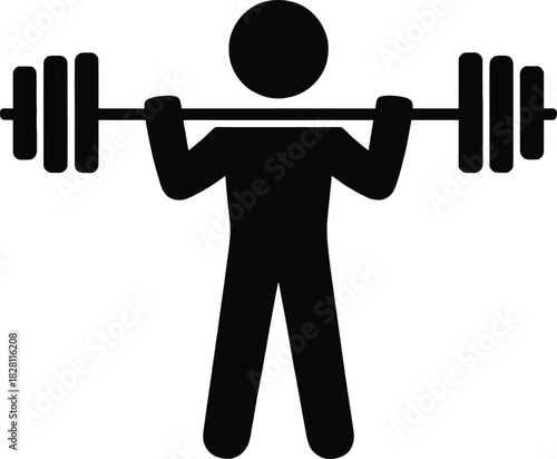 Weightlifter silhouette icon for strength training and fitness